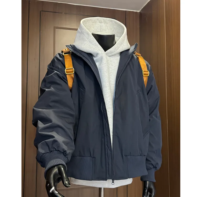 美式bomber立领飞行夹克羽绒服男冬季保暖抗寒轻薄白鸭绒立领外套