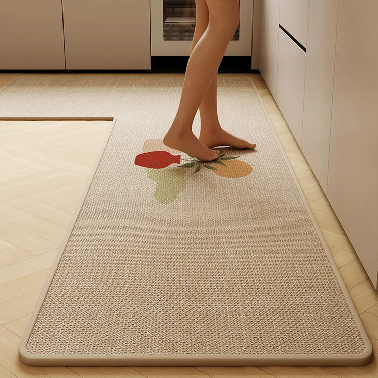 家用编织厨房专用地垫L形整块吸水防油脚垫防滑耐脏拐角地毯垫