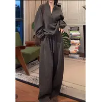 XiANJiE 休闲风老钱风运动风时尚套装运动显瘦秋季阔腿裤长裤