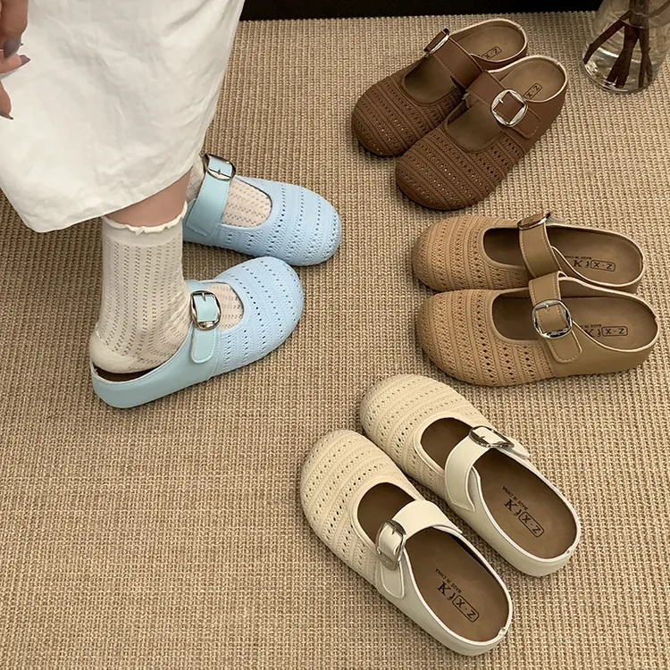 南在南方复古白色厚底包头拖鞋女秋外穿2025新款增高防滑勃肯拖鞋