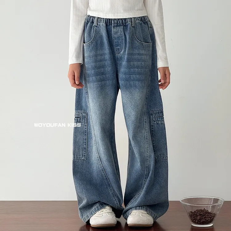 女童牛仔裤2025春秋新款中大童韩版直筒裤儿童洋气休闲牛仔长裤