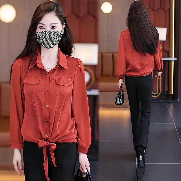 秋季新款纯色长袖衬衫女2025春秋新款小个子时尚百搭极简风衬衣潮