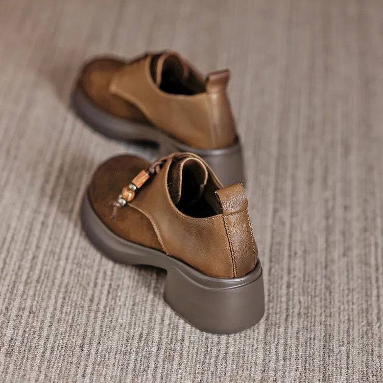 玛丽珍厚底圆头小众真皮复古乐福小皮鞋女2025秋季新款休闲单鞋女
