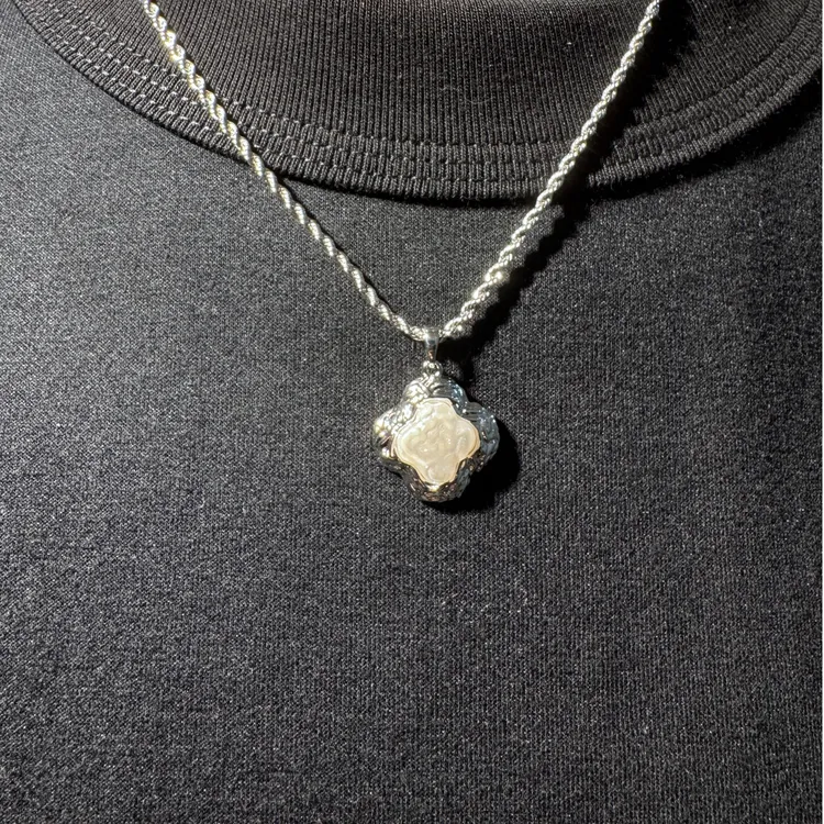 铜合金仿珍珠吊坠 精巧不规则仿珍珠几何吊坠，素简高级钛钢项链