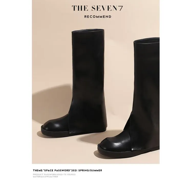 【CBMT官方正品】THE SEVEN7裤管靴郭采洁同款圆头骑士靴内增高小