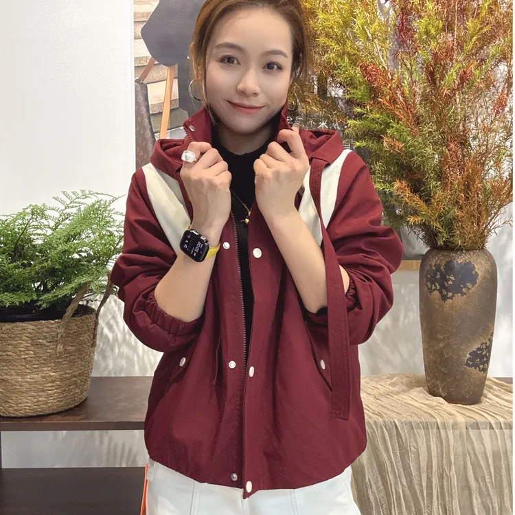 加棉拼色新款保暖户外冲锋衣棉服秋冬休闲显瘦百搭防风连帽外套