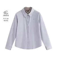 茵曼2025秋季新款假两件衬衫纯棉灯芯绒立体绣花长袖上衣