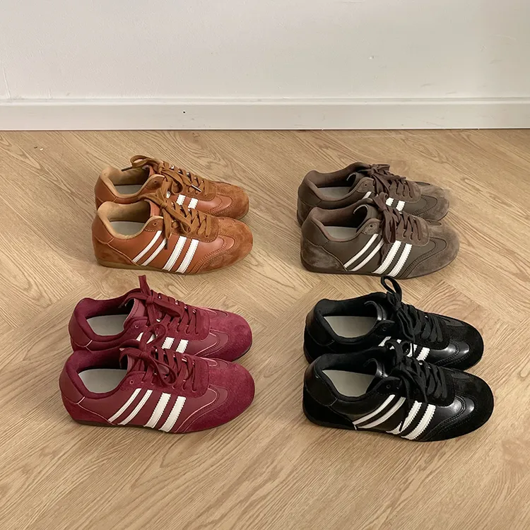 真皮版平底内增高2026早春新款复古德训鞋女美拉德风百搭休闲板鞋