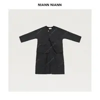 NiannNiann 新品女装小众设计感精致菱格纹假两件长款棉衣14699