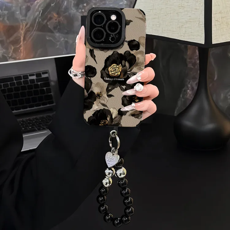 适用于苹果16/vivo/华为/oppo/小米复古花朵手机壳网红新款高颜值