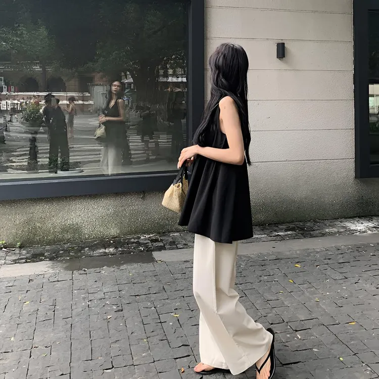 爱到不能行~ V领无袖娃娃衫女夏季清仓爆款宽松休闲百搭洋气背心