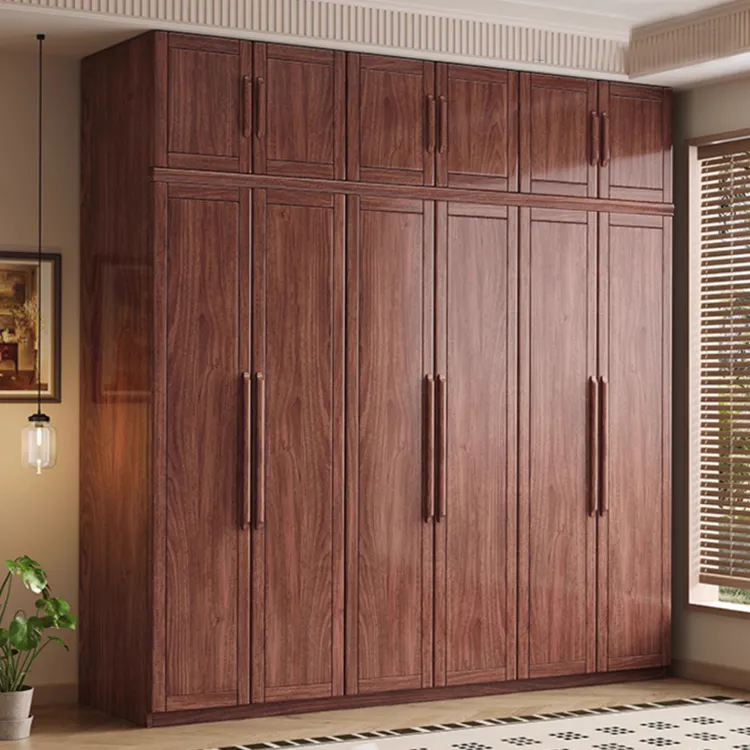 实木衣柜佛山黑胡桃木实木大衣橱木质大容量卧室柜家用简约新款柜