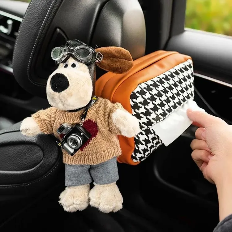 【西藏包邮】车载纸巾盒汽车纸巾包车内座椅掌门狗高级感抽纸盒挂式