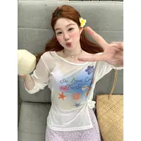 火火【清甜夏花】韩系轻薄斜肩上衣t恤美背Z34693HH52+O34754HH52