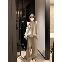 宽松显瘦百搭直筒工装裤高腰阔腿休闲裤女 60662