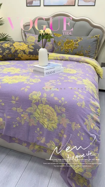 [被罩] 双层纱彩纱提花简约小清新小碎花奶油色加厚多功能