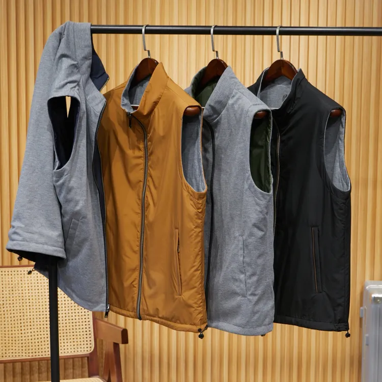 意式轻奢两面穿春秋季男士外贸休闲百搭立领马夹高端无袖马甲背心