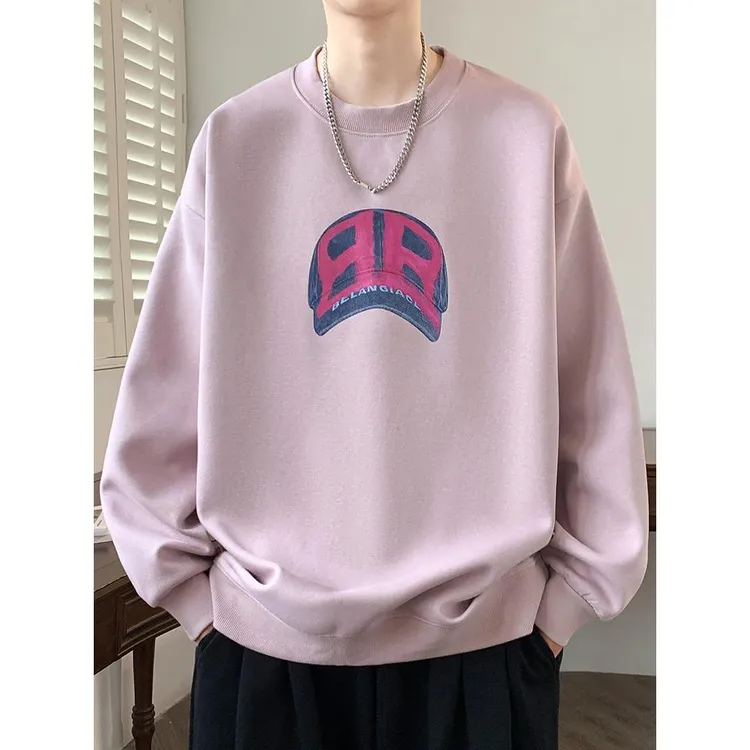 春秋款无帽圆领卫衣男青少年潮流帅气长袖t恤初中高中学生打底衫T