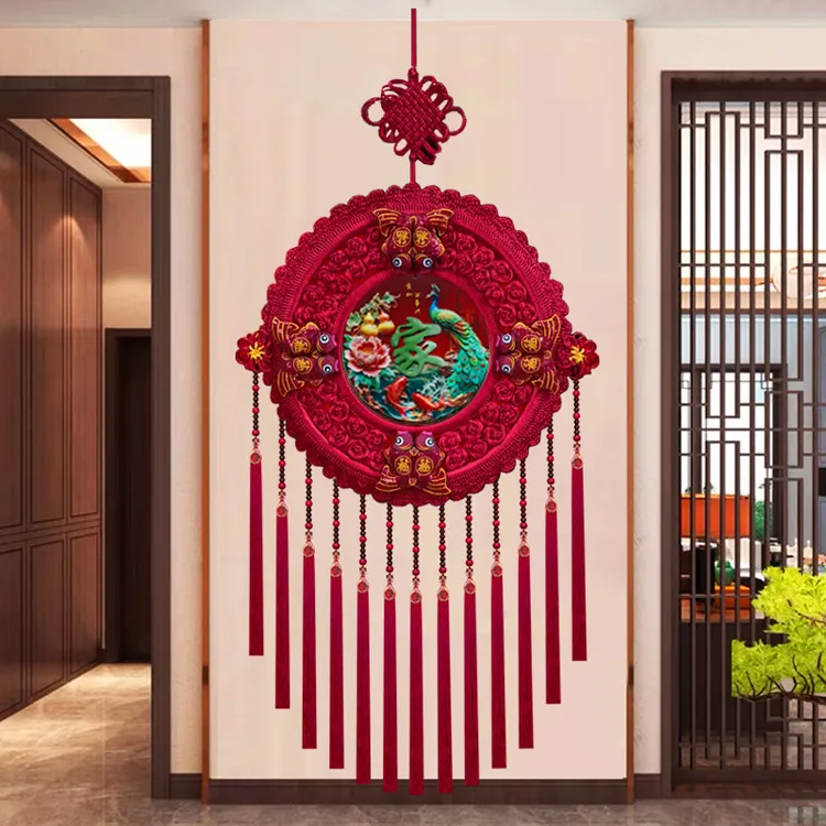 故宫红H【福禄吉】中国结挂件客厅玄关新年家居福字背景墙  M42Y-Y
