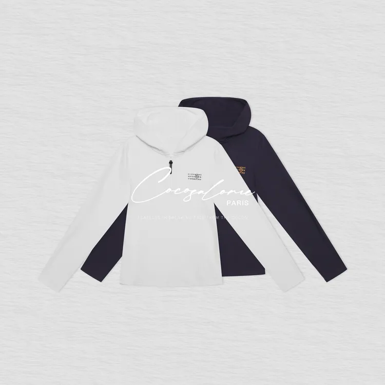 韩彬彬"数字帽"秋冬柔软亲肤自发热锁温半拉链连帽打底长袖666K-8