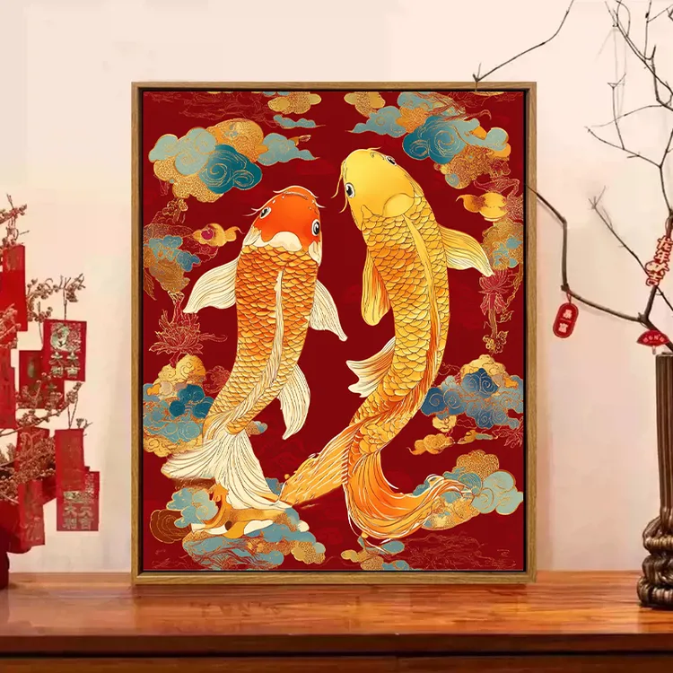 新中式国风数字油画diy填充手绘高级感手工填色家居装饰油彩画