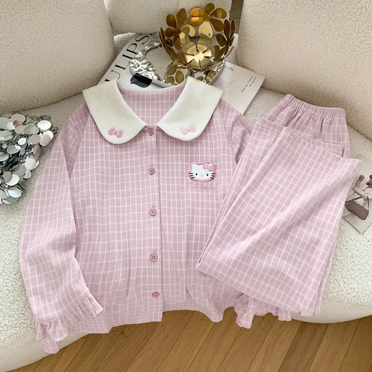 奶芙莓莓｜230斤胖mm薄绒长袖长裤睡衣甜美宽松新款微胖少女家居服