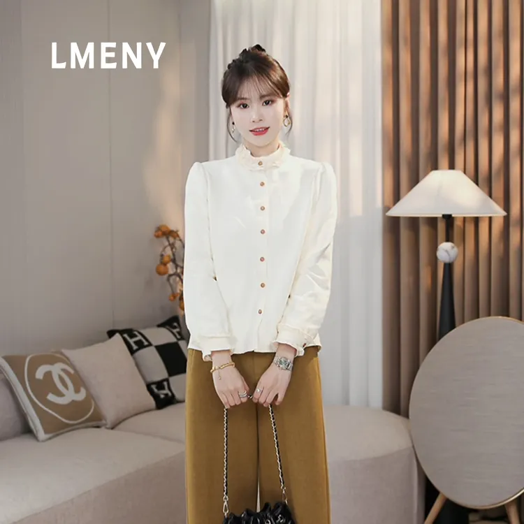 LMENY“慕斯衬衫”温柔派！加厚超纤双面绒木耳边圆领衬衫25DC021