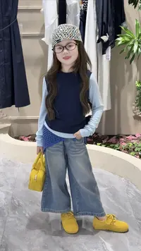 女薄款套头秋季纯色休闲风套装女童拼接阔腿宽松