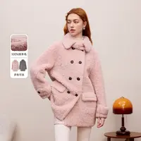 【可可专属】LIME/莱茵莱茵福莱尔保暖羊剪绒中长大衣LDGD9BTMC901