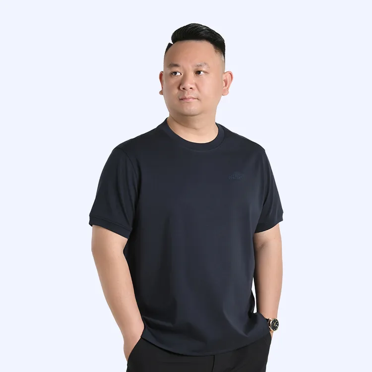 夏季原创刺绣男士小个子大码短袖休闲打底衫冰爽百搭简约T恤9332