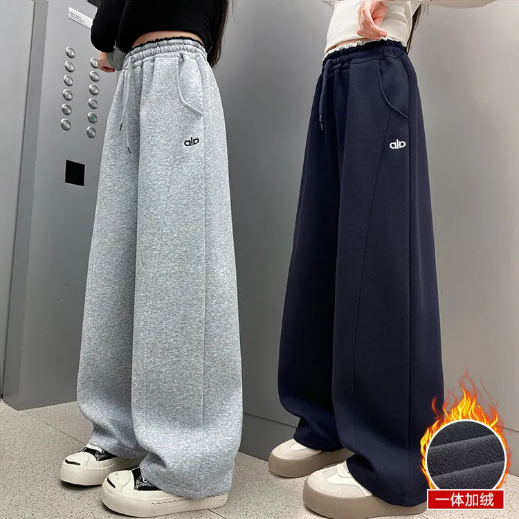 女童运动裤长裤新款2025儿童大童女孩初中生秋冬直筒阔腿休闲卫裤