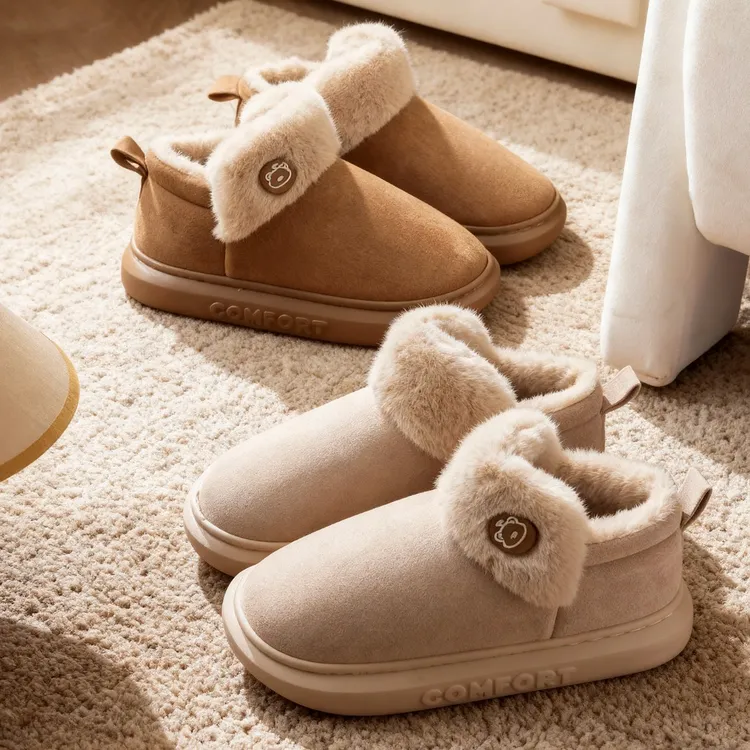 太子纳高帮棉拖鞋女包跟秋冬季情侣室内带后跟棉鞋厚底保暖雪地靴