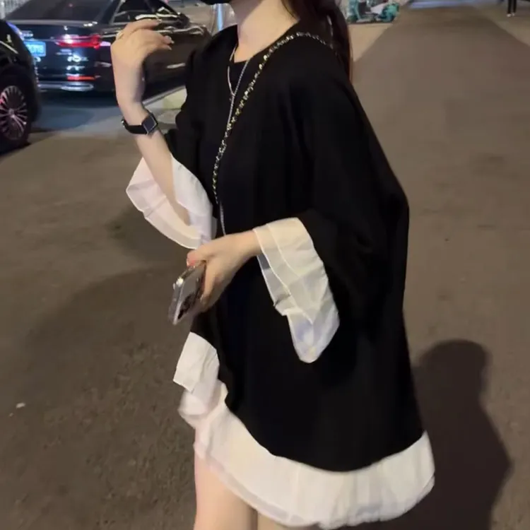 2025春夏新款时尚显瘦气质女士网红洋气连衣裙百搭款D7807-8002