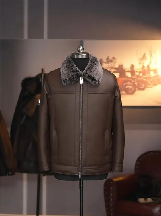 意大利托斯卡纳89011棕双色毛男装户外时尚休闲保暖轻便皮毛一体