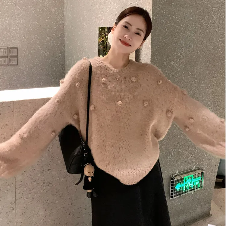 SUNCC自制 告白气球 拉毛工艺氛围气质温柔舒服柔软保暖设计毛衣