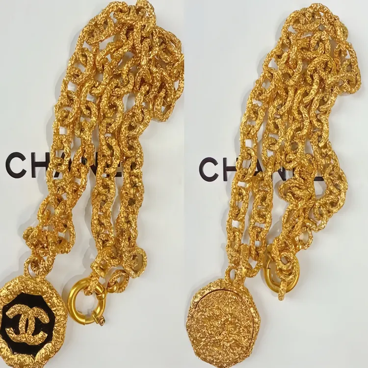 95新 Chanel/香奈儿 Chanel vintage香奈儿中古黑金熔岩项链