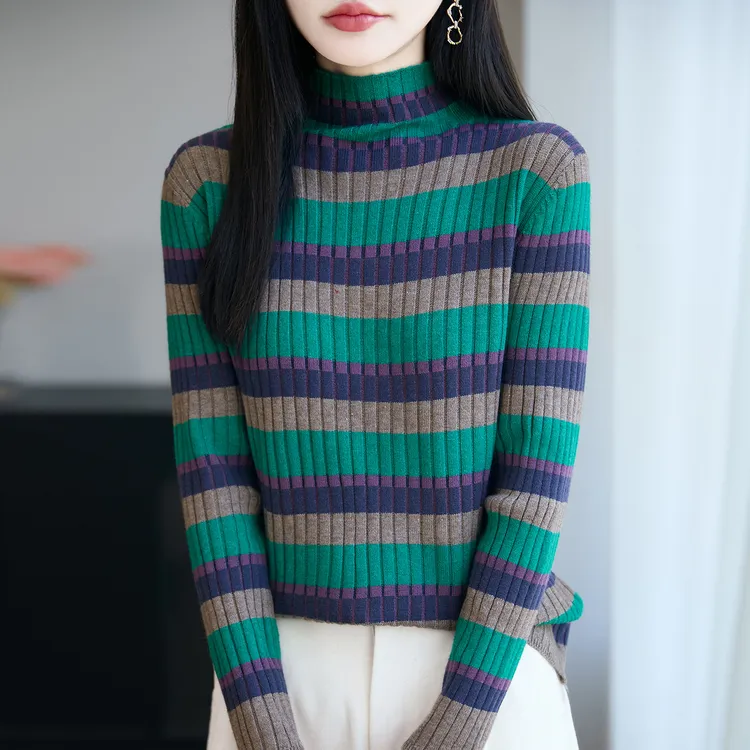微胖mm春秋大码女士半高领毛衣遮肚子显瘦上衣秋冬内搭针织打底衫