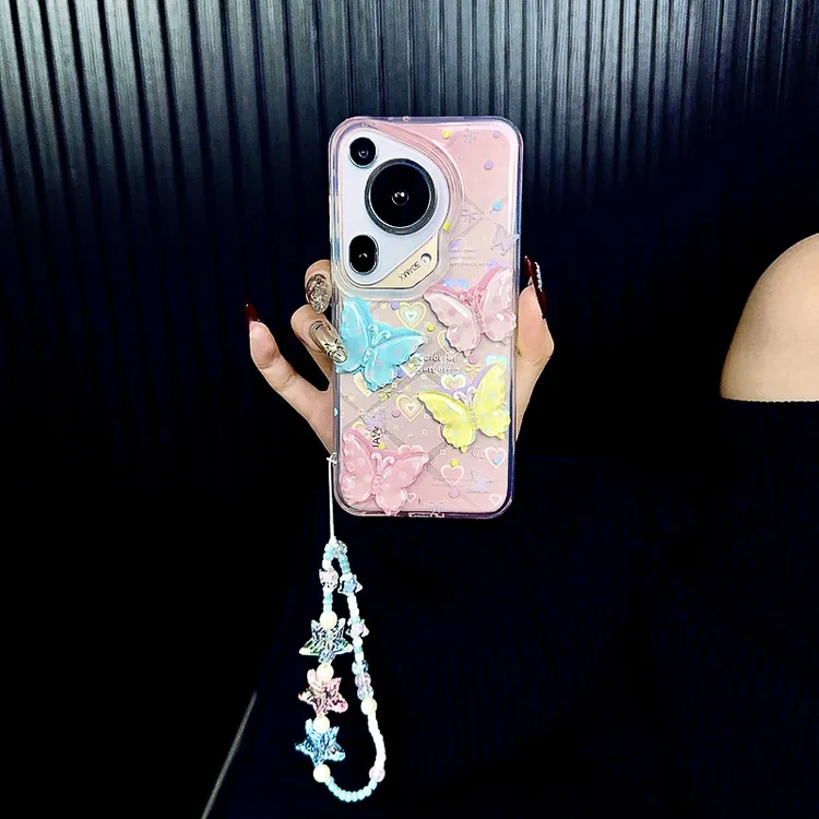 适用华为p70ultra手机壳新款pura70套p70pro梦幻蝴蝶ins滴胶女款+