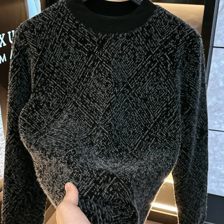 【专柜品质】秋冬新款男装长袖T恤圆领时尚休闲上衣加绒保暖欧货男