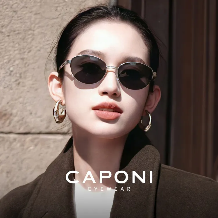CAPONI老钱风墨镜女款2025新款复古金属太阳眼镜防紫外线 34027