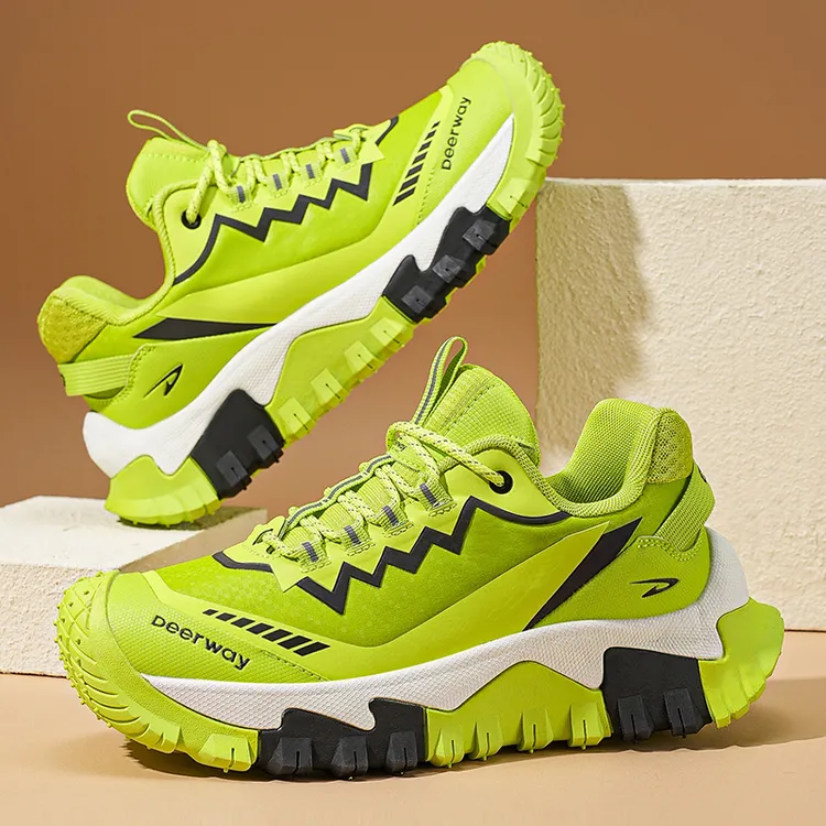 德尔惠户外徒步越野登山轻便防滑耐磨登山鞋潮流感皮面缓震跑步鞋