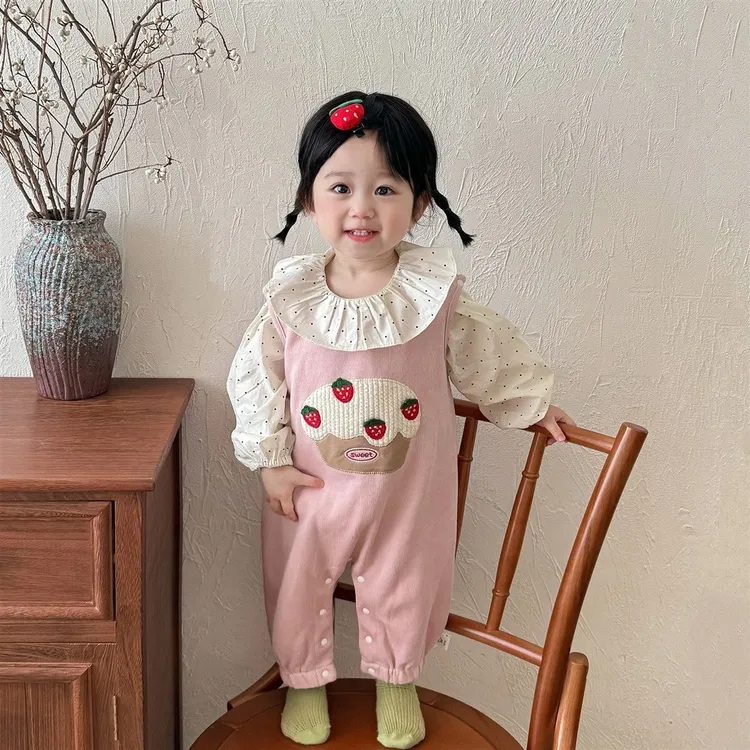 秋季婴儿衣服甜美上衣背带裤女宝秋装套装打底衫裤子宝宝外出服秋