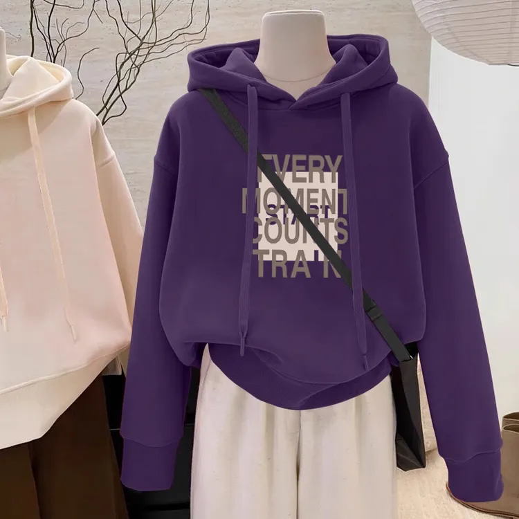 设计感小众秋冬新款2025加绒加厚套头连帽卫衣女常规宽松韩版外套