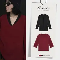 PanYiXiu/潘依绣【新年音乐会】慵懒氛围感V领折袖针织毛衣 L2537