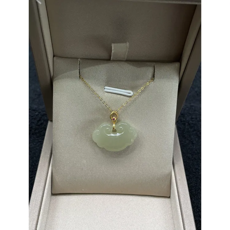 玉小满和田玉吊坠祥云如意浅925银镀金气质时尚经典百搭简约美