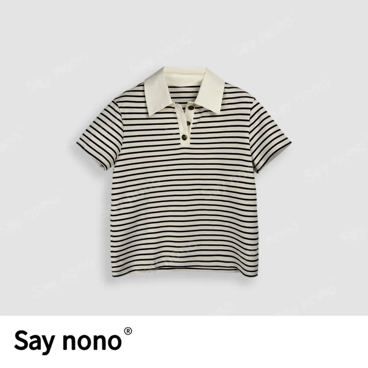 懒猫nono│Saynono夏季套装条纹POLO领衬衫+抽绳条纹短裤WD25065