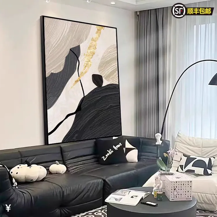 【水沐】石来运转沙发背景挂画玄关装饰画客厅挂画高端现代定制系列
