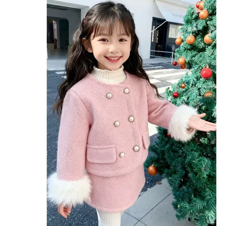 2025女童套装冬装洋气时髦小香风加厚甜美气质三件套