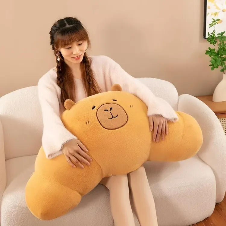 可爱长条牛角包毛绒玩具卡皮巴拉法棍大面包睡觉抱枕女生生日礼物