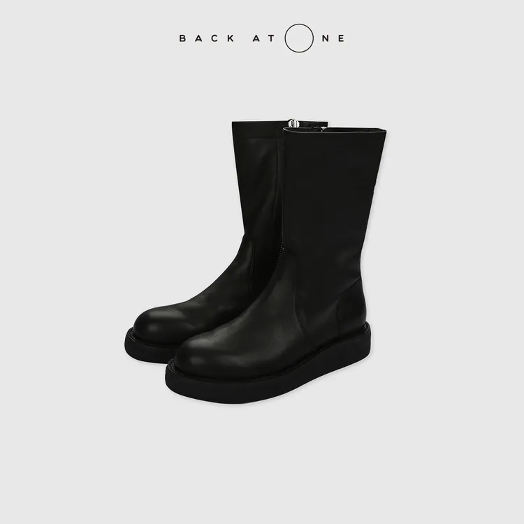 BACKATONE“骑士”时尚百搭气质牛头层皮时髦拉链靴  BFF-7FL379Q-C
